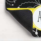 渦巻き模様，白黒，モノグラム マウスパッド (コーナー)