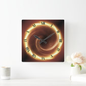 渦巻き火災渦~タイムポータル~タイムマシン~ スクエア壁時計 (ホーム)