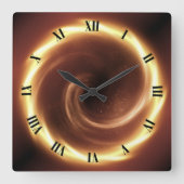 渦巻き火災渦~タイムポータル~タイムマシン~ スクエア壁時計 (正面)