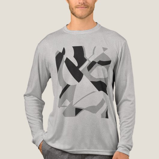 渦巻き灰色の黒の対角はっきりしたアートデザイン トライブレンドＴシャツ (正面)