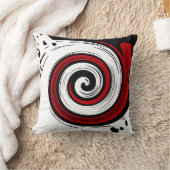 渦巻き状の液体モダン円の黒い赤い白 クッション (ブランケット)