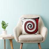渦巻き状の液体モダン円の黒い赤い白 クッション (椅子)