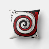 渦巻き状の液体モダン円の黒い赤い白 クッション (裏面)
