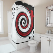 渦巻き状の液体モダン円の黒い赤い白 シャワーカーテン (インサイチュ)