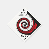 渦巻き状の液体モダン円の黒い赤い白 スタンダードカクテルナプキン (角)