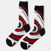 渦巻き状の液体モダン円の黒い赤い白 ソックス (左)