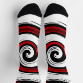 渦巻き状の液体モダン円の黒い赤い白 ソックス (上部)