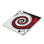 渦巻き状の液体モダン円の黒い赤い白 タイル (側面)