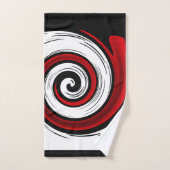 渦巻き状の液体モダン円の黒い赤い白 バスタオルセット (ハンドタオル)