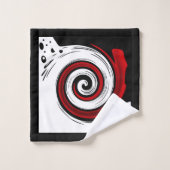 渦巻き状の液体モダン円の黒い赤い白 バスタオルセット (ウォッシュタオル)