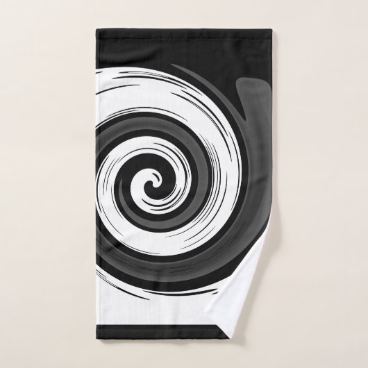 渦巻き状の液体モダン円の黒い赤い白 バスタオルセット (ハンドタオル)