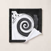 渦巻き状の液体モダン円の黒い赤い白 バスタオルセット (ウォッシュタオル)