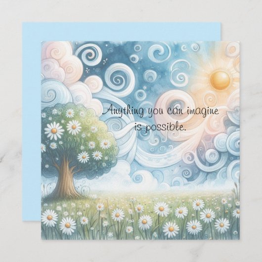 渦巻き空/デイジーと引用文 ノートカード (正面/裏面)