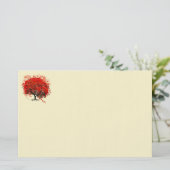 渦巻き素朴赤いハート葉樹 便箋 (スタンド正面)