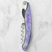 渦巻き紫色の水色デザイン パーソナライズされた ソムリエナイフ (正面)