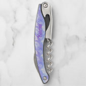 渦巻き紫色の水色デザイン パーソナライズされた ソムリエナイフ (裏面)