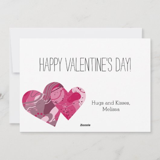 渦巻き絵を描ピンク赤バレンタインデー私の挨拶 シーズンカード (裏面)