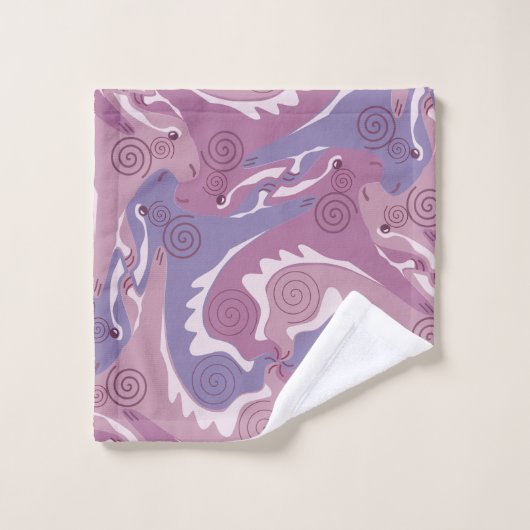 渦巻き羽毛5紫バスルームのタオルのセット バスタオルセット (ウォッシュタオル)