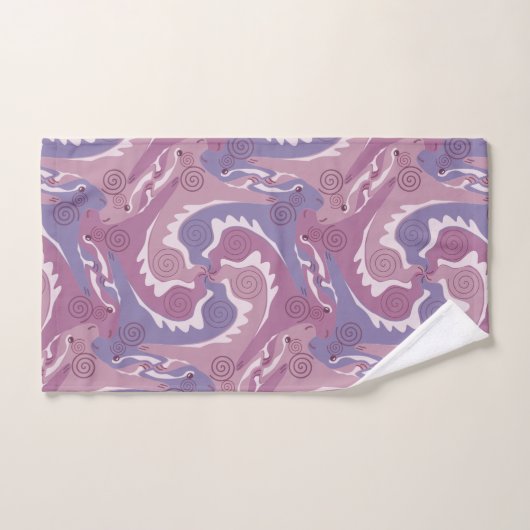渦巻き羽毛5紫バスルームのタオルのセット バスタオルセット (ハンドタオル)