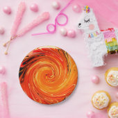 渦巻き花びら、オレンジ紙パーティープレート ペーパープレート (パーティー)