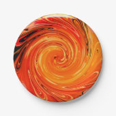 渦巻き花びら、オレンジ紙パーティープレート ペーパープレート (正面)
