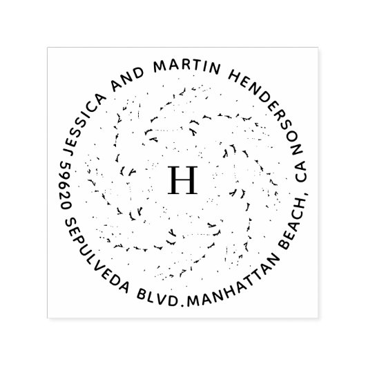 渦巻き葉状リースモノグラム差出人住所 セルフインキングスタンプ (デザイン)