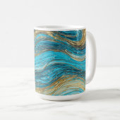 渦巻き金ゴールドとブルーマグカップ コーヒーマグカップ (正面右)