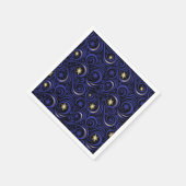 渦巻き雪と雪片ブルーと金ゴールド スタンダードカクテルナプキン (角)