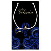 渦巻き雪と青縁どと金ゴールドの喜び スモールペーパーバッグ (裏面)