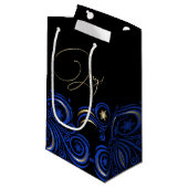 渦巻き雪と青縁どと金ゴールドの喜び スモールペーパーバッグ (正面アングル)