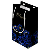 渦巻き雪と青縁どと金ゴールドの喜び スモールペーパーバッグ (裏面アングル)