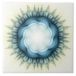 渦巻き青フローラオーナメント タイル