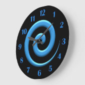 渦巻き青、青の数字、壁時計 ラージ壁時計 (傾斜)
