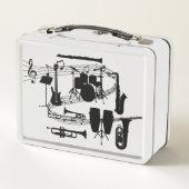 渦巻き音楽スタッフとミュージカル楽器 メタルランチボックス (裏面)