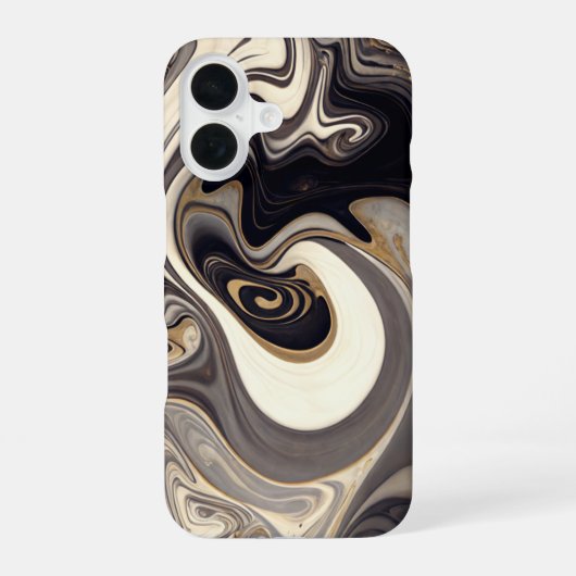 渦巻き黒 iPhone 16ケース (裏面)