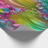 渦巻き、カール、明るい色のゴージャスな波 ラッピングペーパー (角)