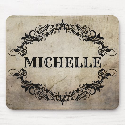 渦巻き、ゴシック様式旧式なヴィンテージがあなたのnamによっては活気づきます マウスパッド (正面)