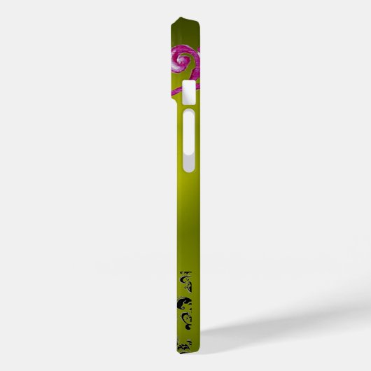 渦巻き、果実ダマスクモノグラムピンク黒い黄色 Case-Mate iPhoneケース (裏面 / 左)