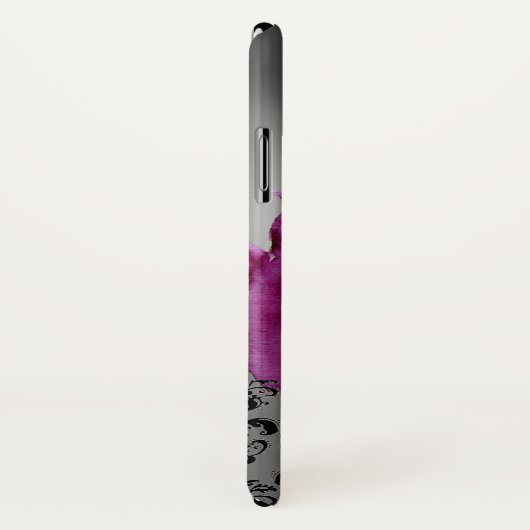 渦巻き、果実ダマスクモノグラムピンク、白い黒 Case-Mate iPhoneケース (裏面/右)