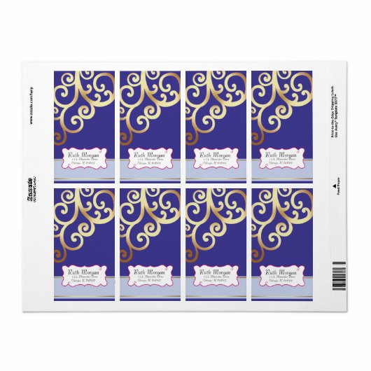 渦巻き – 青住所 シール (フルシート)