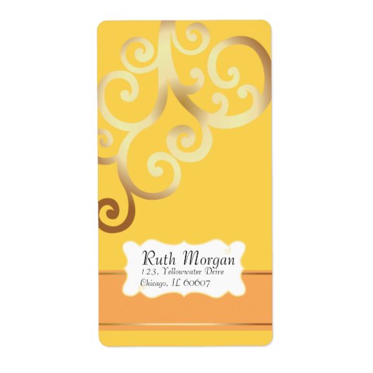 渦巻き – 黄色の住所 シール (正面)