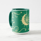 渦巻くエメラルドの三日月　象牙の星屑付き マグカップ (正面左)