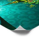 渦巻くターコイズの花 ポスター (角)