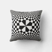 渦巻くチェッカーの目の錯覚の黒及び白 クッション (裏面)