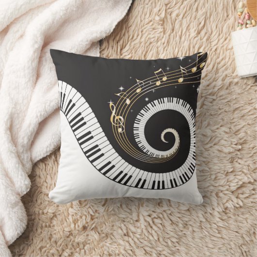 渦巻くピアノ鍵 クッション (ブランケット)