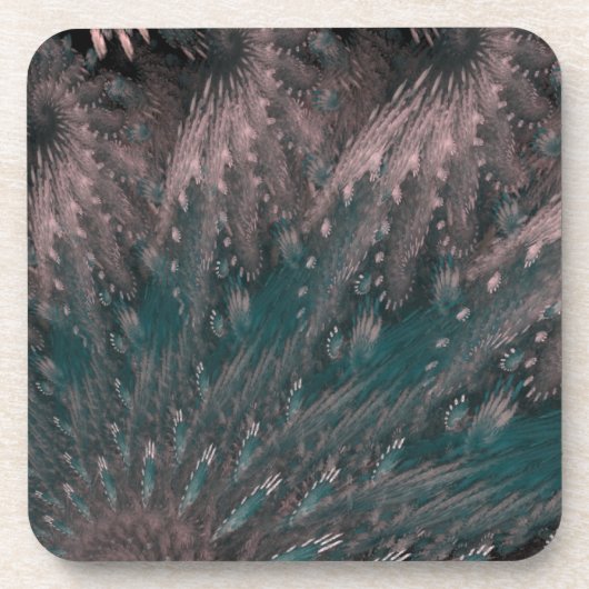 渦巻くピンクと青の羽 コースター (正面)