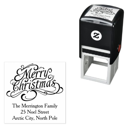 渦巻くメリークリスマス文字 セルフインキングスタンプ (インサイチュ)