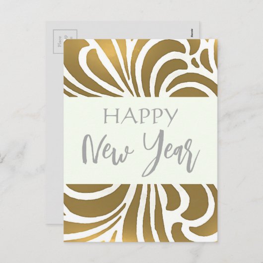 渦巻くヴィンテージの日本語-明けましておめでとう シーズンポストカード (正面/裏面)