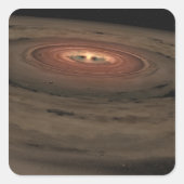 渦巻く円盤に囲まれた茶色い矮星 スクエアシール (正面)