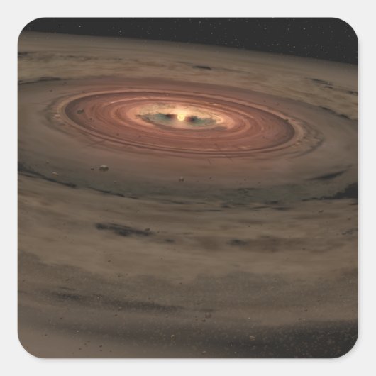 渦巻く円盤に囲まれた茶色い矮星 スクエアシール (正面)